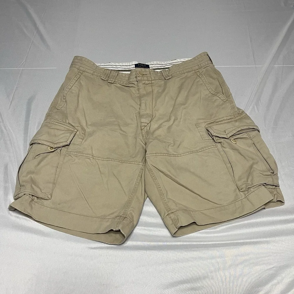 Polo Ralph Lauren Shorts Men 38 Beige Cargo Pockets Cotton Twill Fabric Hike 9